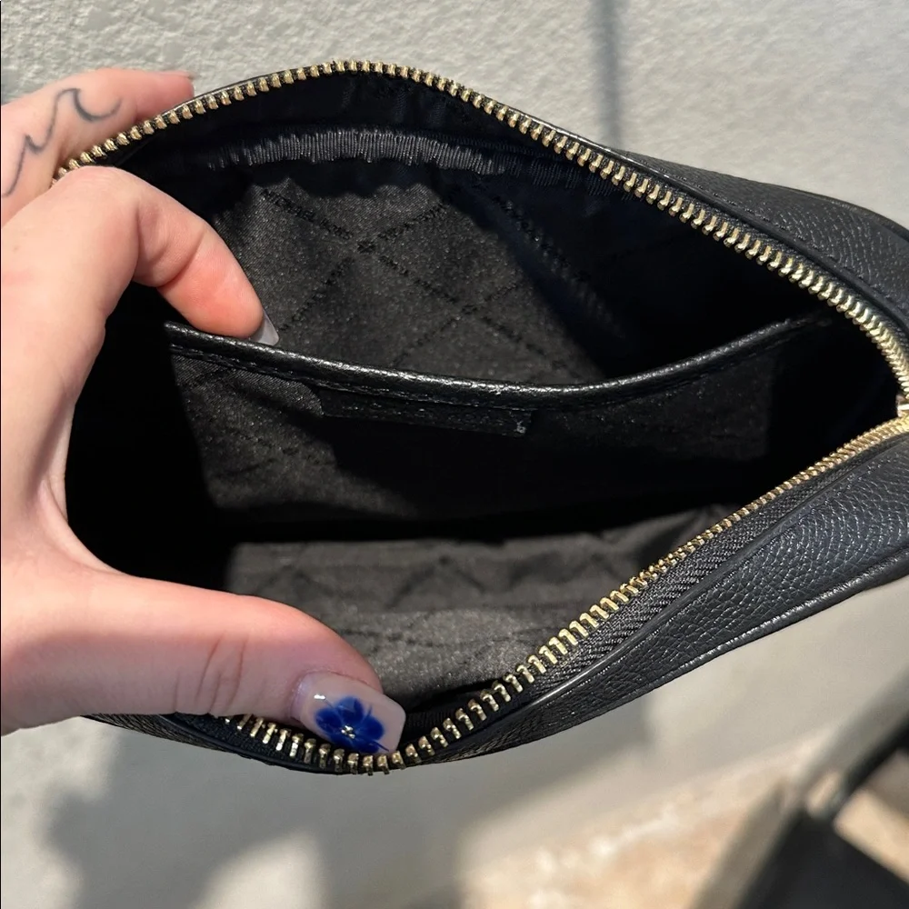Michael Kors Black Crossbody with Gold MK Emblem
